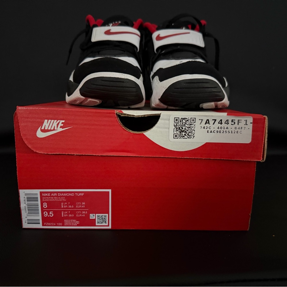 Nike Air Diamond Turf Black and Red Shoes (Deion Sanders)